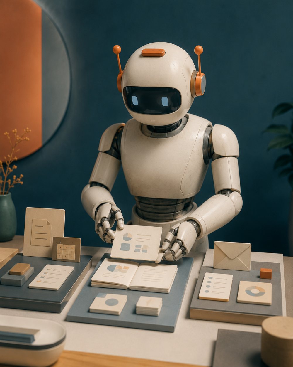 Wiederkehrende Roboterfigur von VERLAG-KI